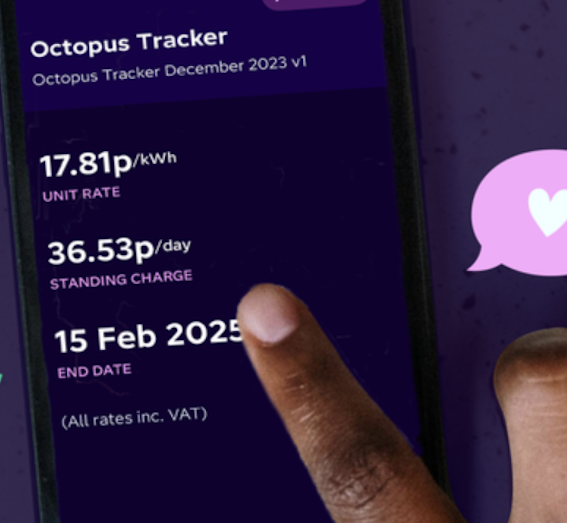 A screen grab showing a sneak peak of our Octopus Tracker tariff