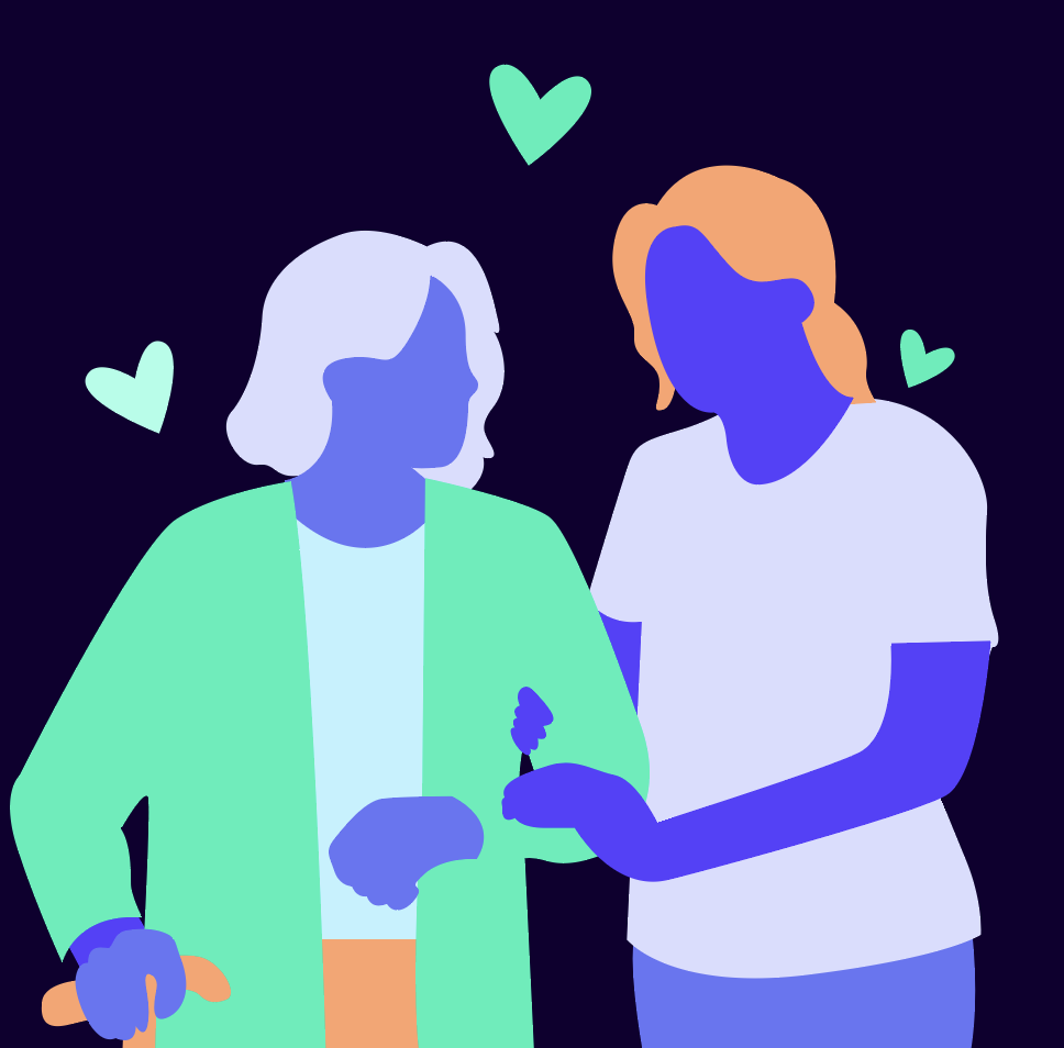 social worker illustration holding a womans hand