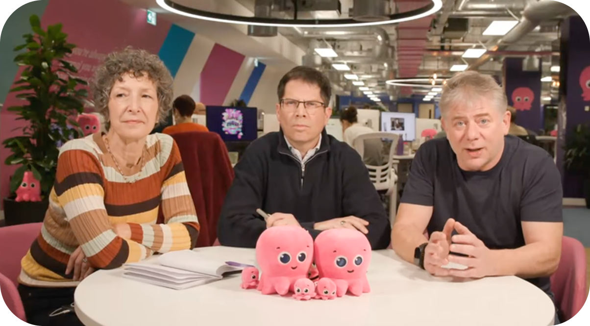 Image of Rachel, Greg and Phil at a table