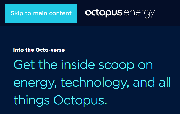 An image of our skip to main content button in the top left hand corner of the www.octopus.energy blog homepage