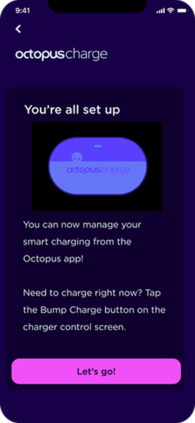 A screenshot of the Octopus app showing the device connection success screen.