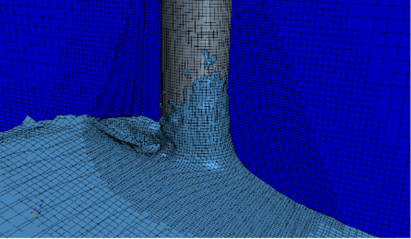A diagram of wave loading on a wind turbine foundation