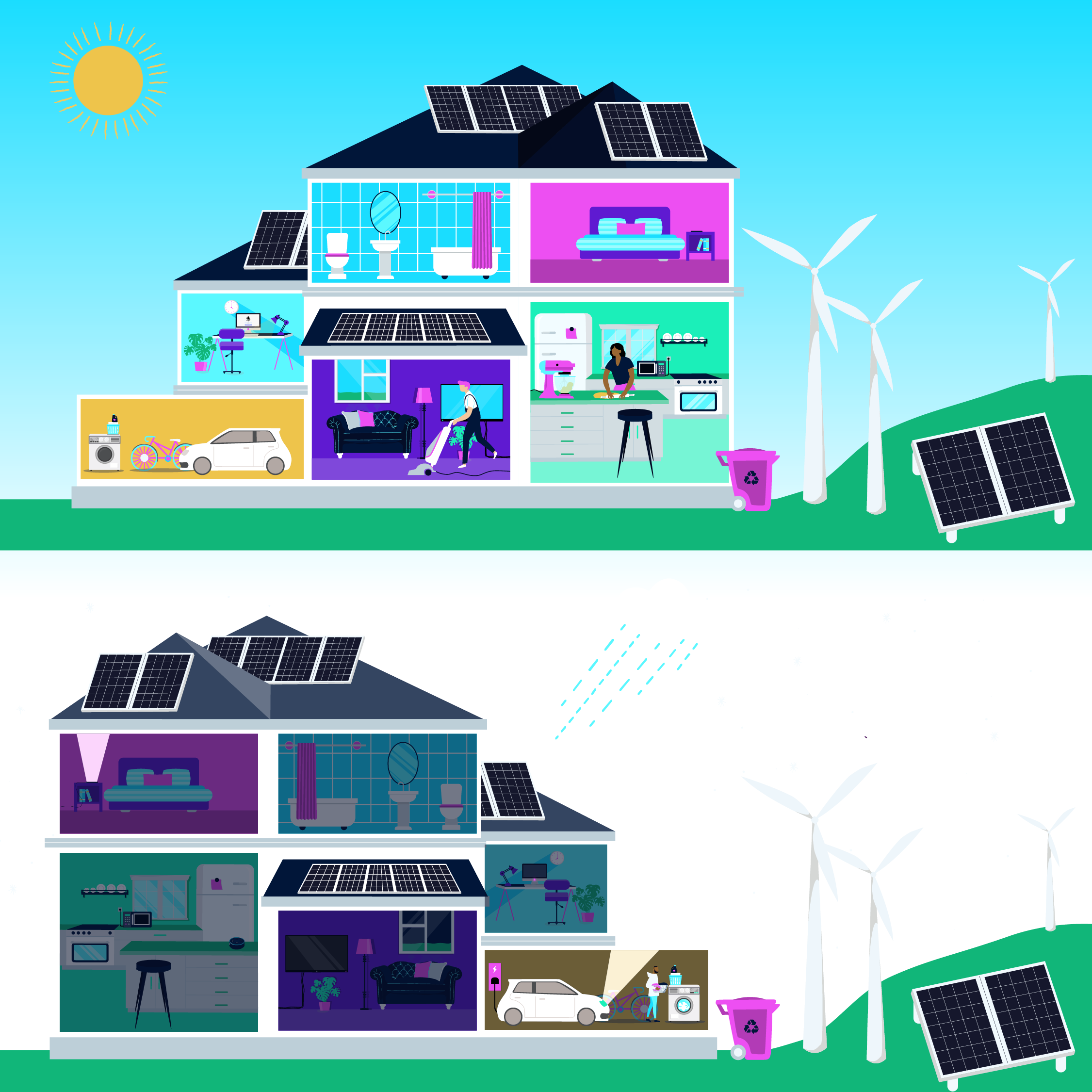 A cartoon of a smart home!