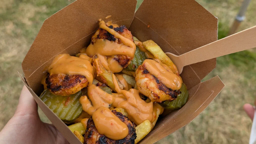 Carboard box with food at Glastonbury