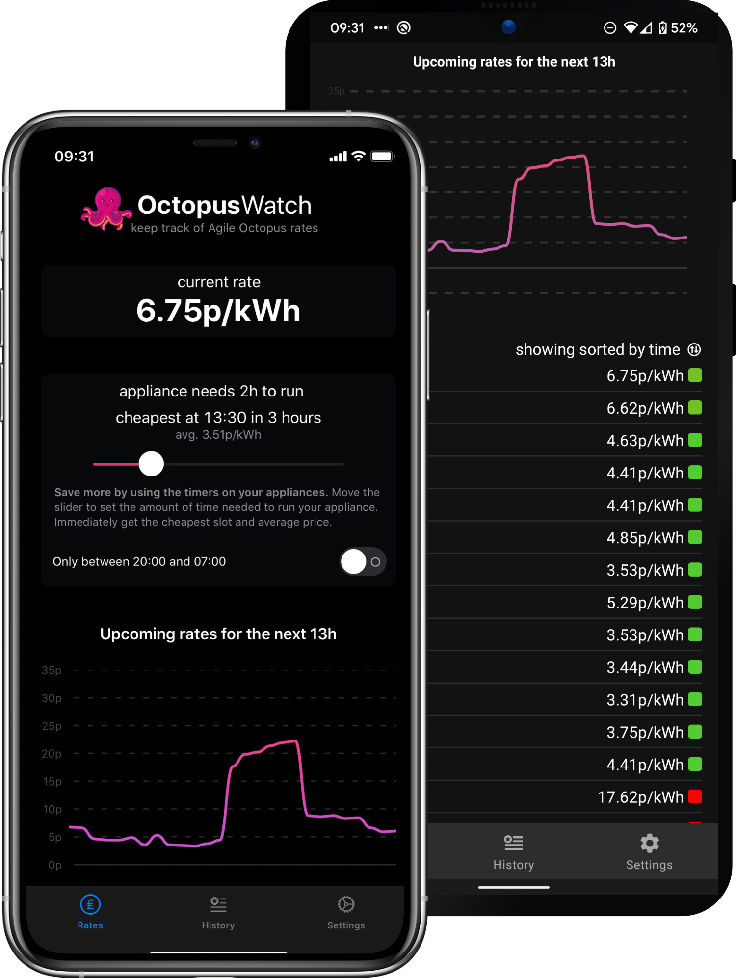 an image of octopus watch in dark mode
