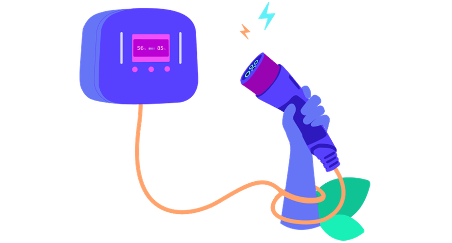 An illustration of an EV charger being plugged in