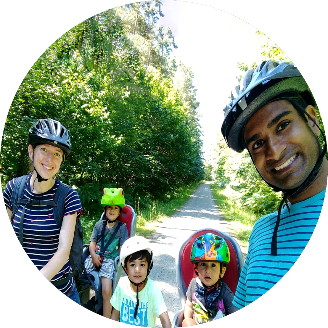 A photo of Shan, Hannah and their kids