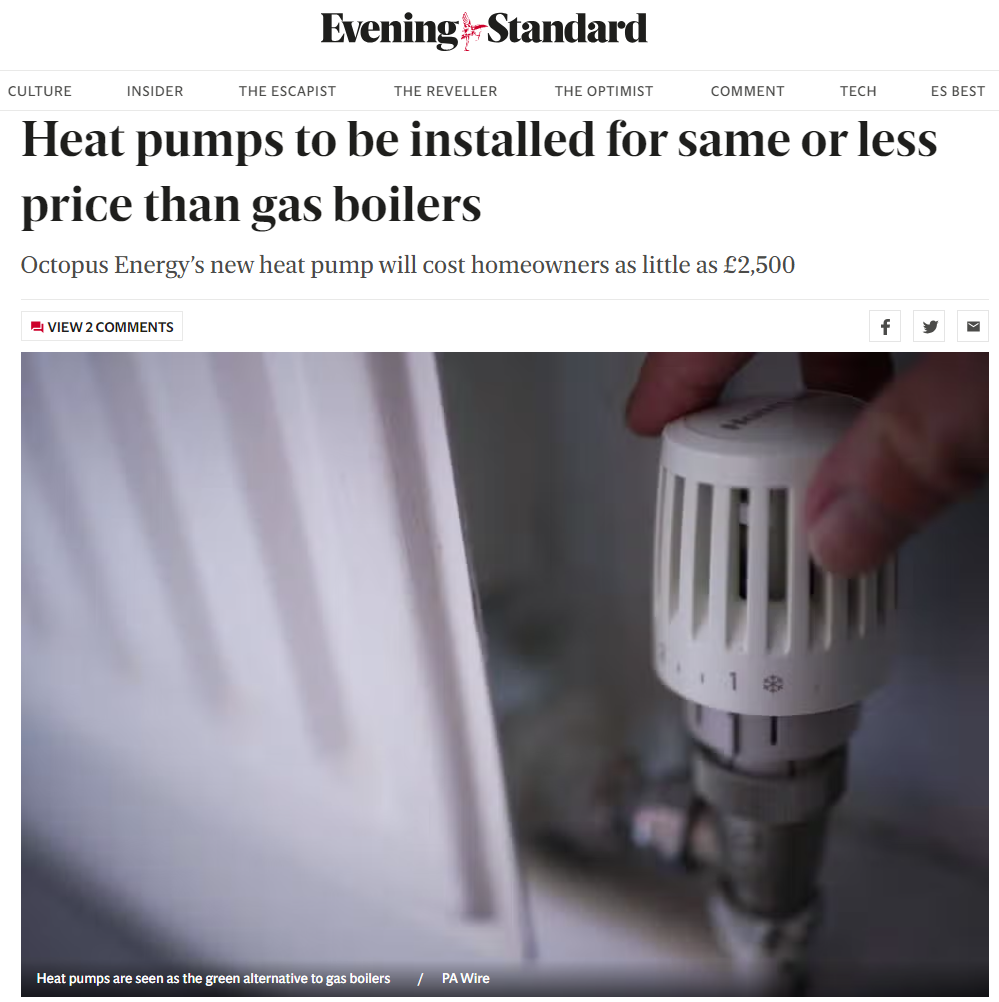 an image of a telegraph headline that daus 'in a warehouse in Slough, 'mad scientists' vie to be the Tesla of heat pumps'