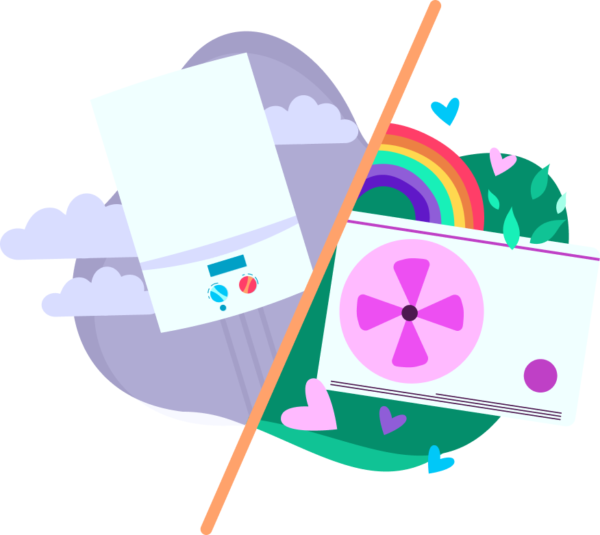 Heat pump vs gas boiler illustration