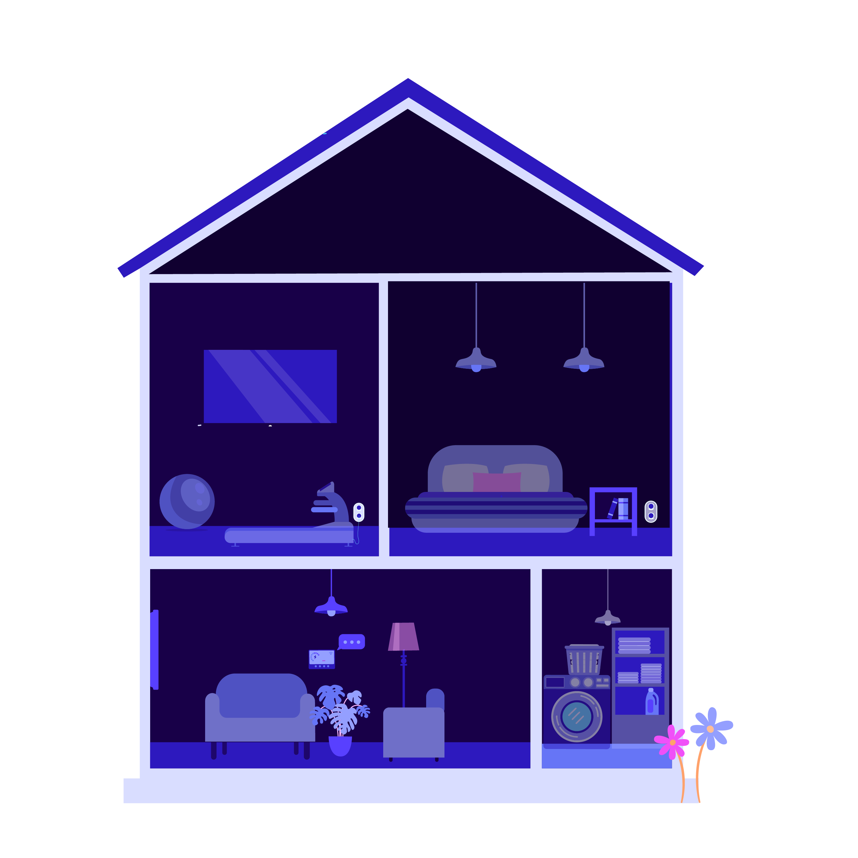 Inside a home using less lights