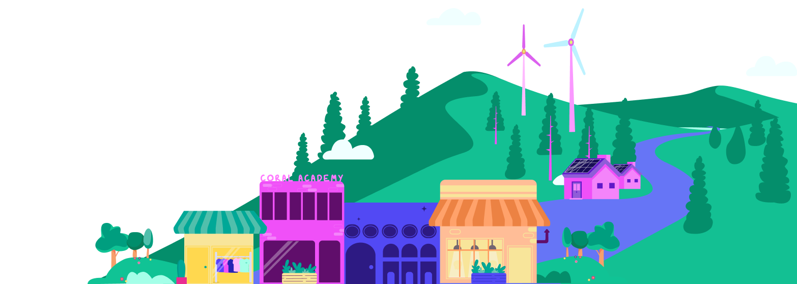 Animated image of hills with wind turbines.