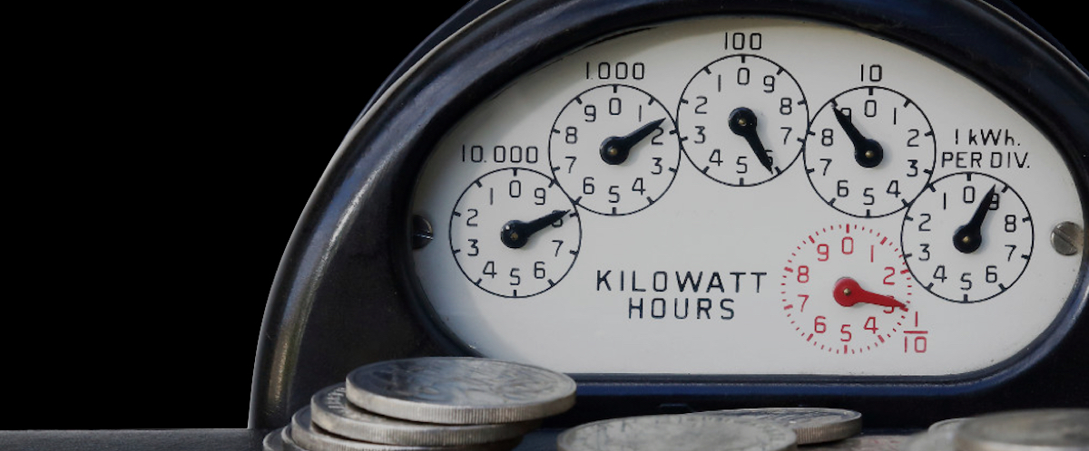 Traditional dial meter with 5 dials