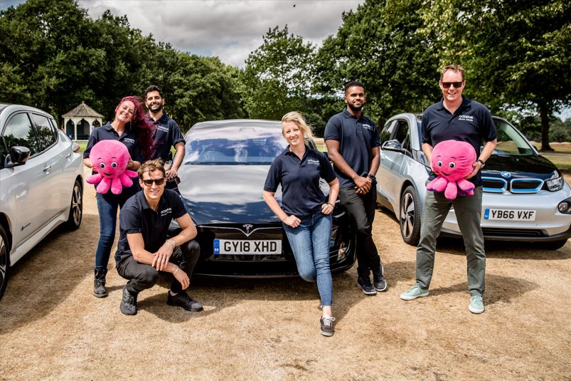 The brilliant, fledging OEV Team at an EV Drive Day in 2018 holding constantines