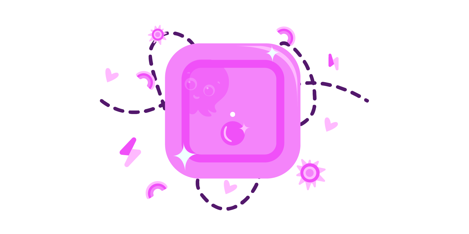 A pink octopus home mini icon