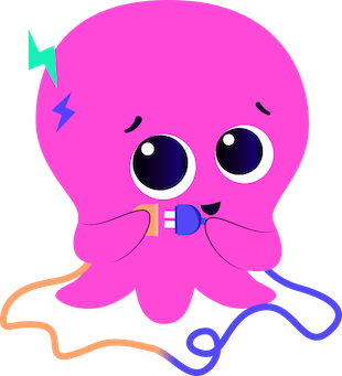 Octopus energy mascot Constantine pulling a plug