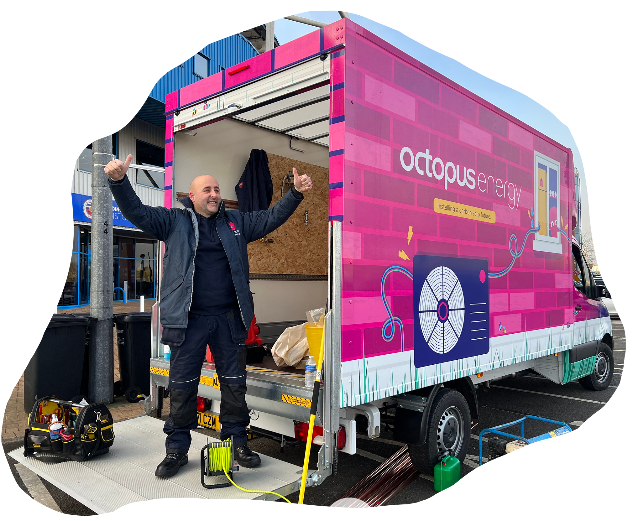 man smiles with thumbs up during recruitment day